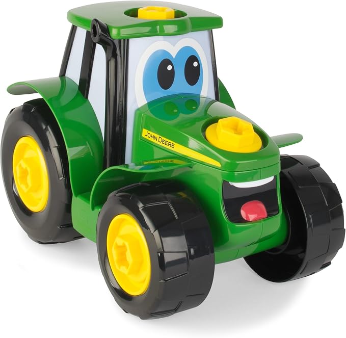 BUILD-A-BUDDY John Deere Tractor Toy and Toy Drill - Toddler STEM Take Apart Toys with 16 Individual Pieces and Kids Tools - Kids Building Toys Ages 3 Years and Up