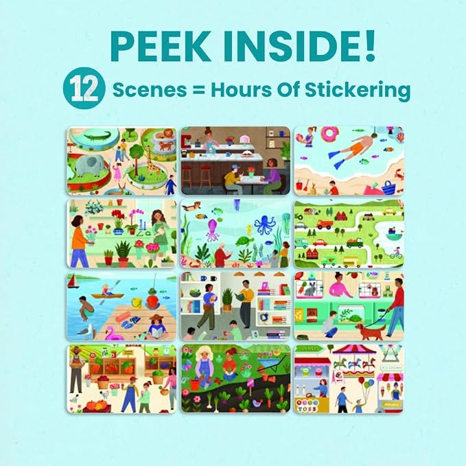 Cupkin All Around Town Coloring & Sticker Activity Book | 500+ Stickers | Spiral-bound kids craft format with 12 scenes, 12 art pages, side-by-side viewing, and an easy-peel design for ages 2–8