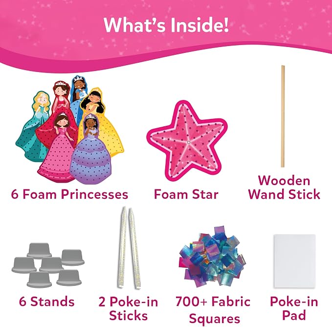 Skillmatics Poke-in Art – Magical Princesses, Wood Craft Kit, Gift for Kids | DIY Mess-Free Fun, Fine Motor Skills, Screen-Free, Pretend Play, Travel Activity, Girls & Boys Ages 4, 5, 6, 7, 8, 9