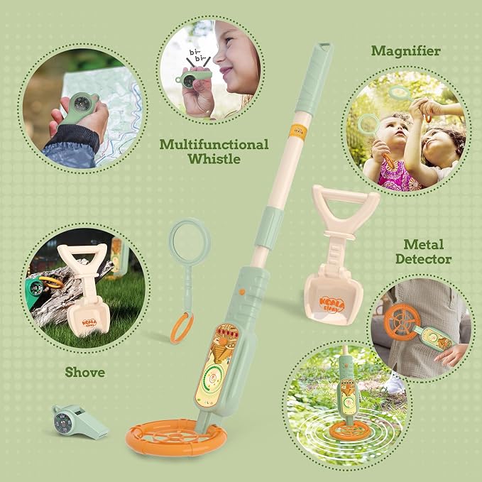 Children's Metal Detector kit-Outdoor Explorer Kit (Ages 3+) ﻿ | with Metal Detector, Magnifying Glass, Shovel, Whistle & Compass, Educational Nature Gift for Curious Kids