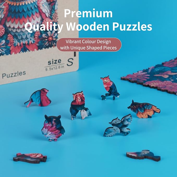 MEATRN Wooden Puzzles for Adults, 515 Pieces Owl Wood Puzzles | Forest Wildlife Animal Theme Jigsaw Puzzles, Relaxing Family Game & Creative Gift, 13.4x17.7in