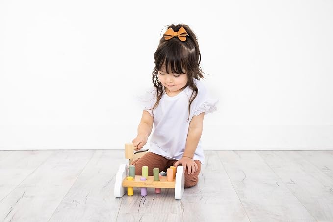Pearhead Montessori Hammer Bench, Wooden Pounding Toy for Toddlers | Early Development Activity, Fine Motor Practice, Colorful Interactive Play, Ages 1+