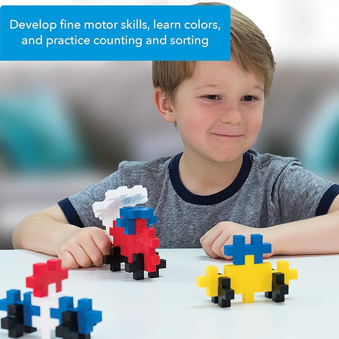 PLUS PLUS Big 100 Piece, Basic Color Mix - Large Blocks for Toddlers | Quiet Stem Toys for Toddlers, Prek Classroom Essentials, Waffle Blocks Jumbo, Stem Bins for Classroom, Sensory Bins