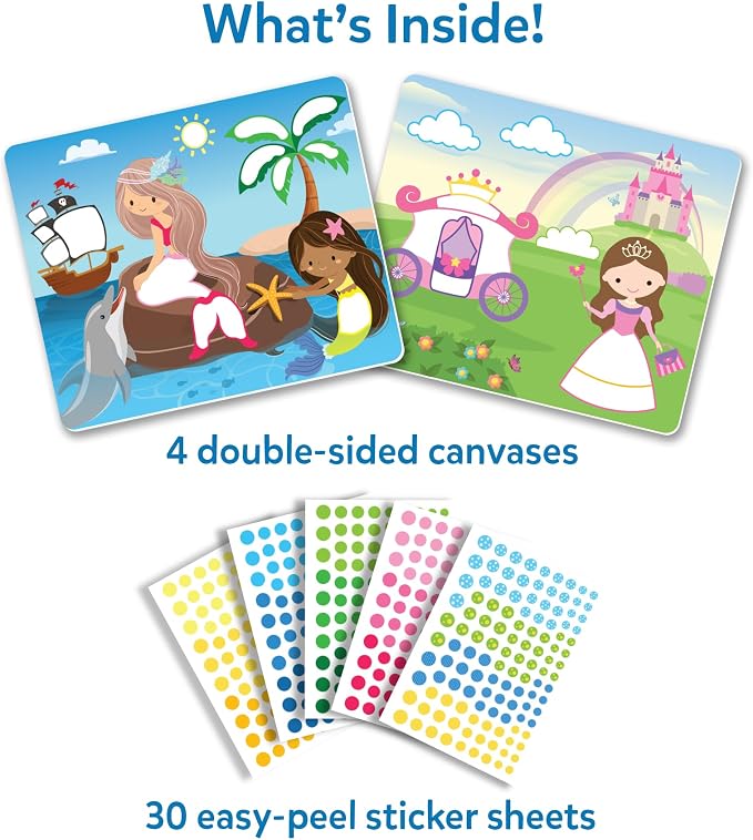Skillmatics Dot It Sticker Art – Unicorns & Princesses, Craft Kit for Kids | 500+ Stickers, DIY Scrapbooking Activity, Screen-Free Travel Toys, Gift for Toddlers, Girls & Boys Ages 3, 4, 5, 6, 7