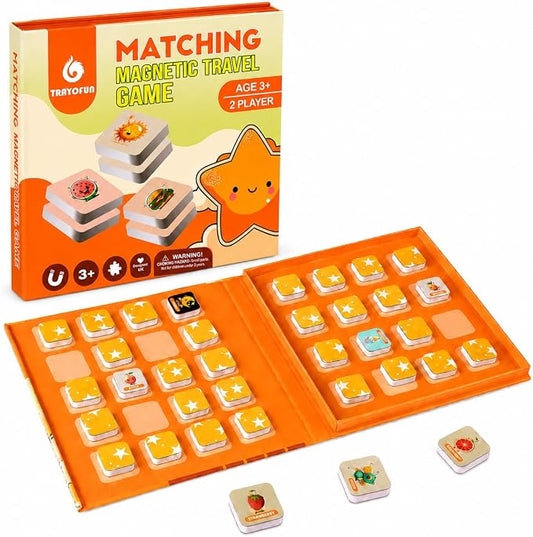 Travofun Magnetic Memory Matching Game | Travel Toys for Toddlers 3-5 | Book-style travel memory game with magnetic matching pieces builds focus and recall on car rides, flights, and quiet play.