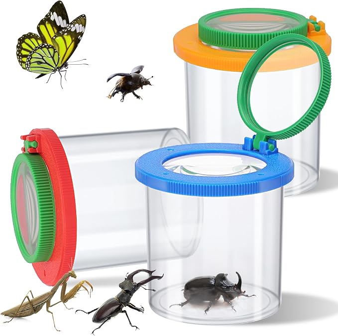 Coopay 3 Pcs Insect Bug Viewer for Kids - Bug Jars, Critter Insect Cage, Bug Container, Bug Catcher, Magnifying Insect Box for Children, Kids Science Nature Exploration Collecting Kit