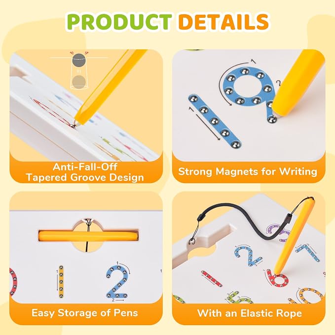 GAMENOTE Magnetic Number Tracing Board Double Sided, Numbers 1-20 Writing | 2 in 1 preschool learning toy, handwriting practice, math manipulatives, educational numbers toy for toddlers kids ages 3+