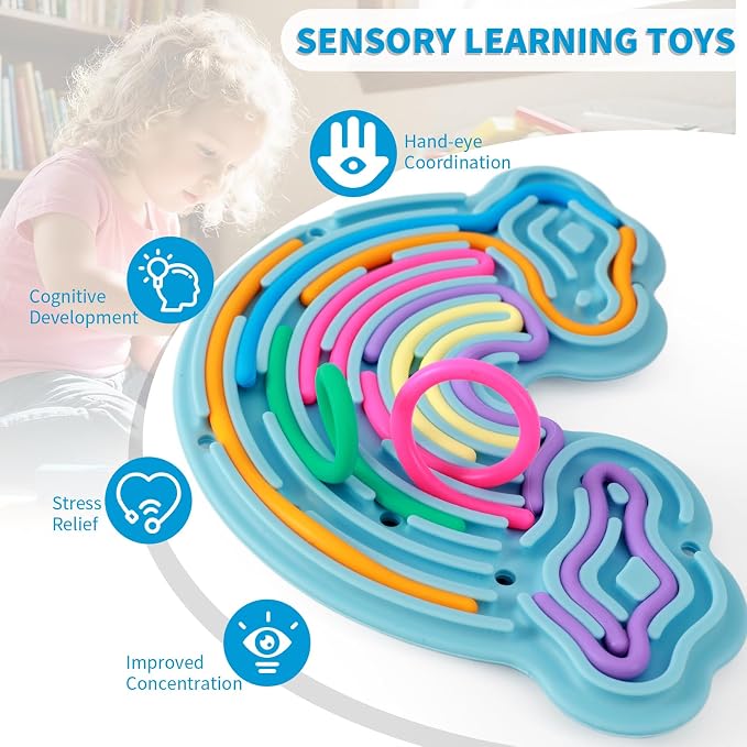 3Pack Sensory Activity Board for Kids & Adults，Double-Sided Stress Relif Sensory Board Toys with Individually Wrapped Quiet Fidget Board Stocking Stuffers for ADHD & Autism Boys Girls