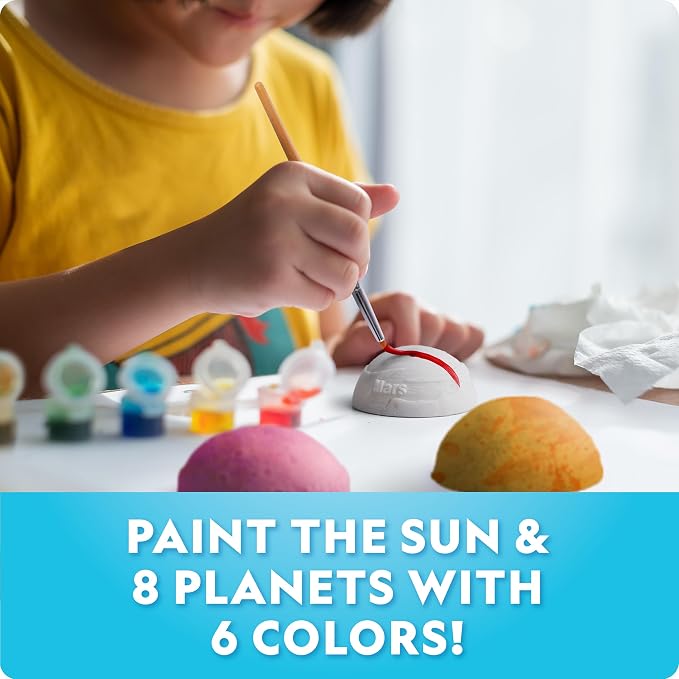 National Geographic Magnetic Solar System Art Kit for Kids with 9 Magnets | 9 Solar System Magnets, Sun and Planets, 6 Paint Colors and 2 Brushes, 3D Space Toy, Craft Project, Birthday Gift