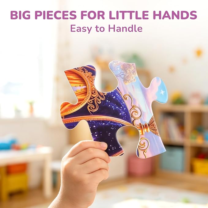 BenBen Floor Puzzles for Kids Ages 4-6, 2 x 3 Feet Unicorn Princess Puzzle | 48 Pieces Extra-Thick Large Piece Jumbo Jigsaw Puzzle for Toddlers, Preschool Educational Toy with Storage Box for Girls Boy