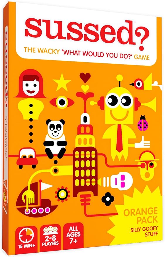 SUSSED The Wacky ‘What Would You Do’ Social Card Game - Simple Fun for Kids, Teens and Adults - Easy Family Travel Game for Road Trips - Ages 7 and Up - Orange Deck
