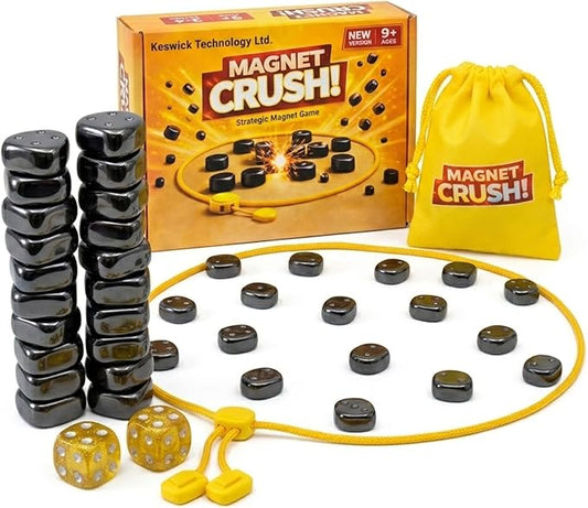 Magnet Crush Magnetic Strategy Board Game for Kids & Adults, Fun Tabletop Magnet Placement Game, STEM Educational Toy, Family Party Game, Travel Game, Puzzle Brain Teaser, Gift for Ages 9+