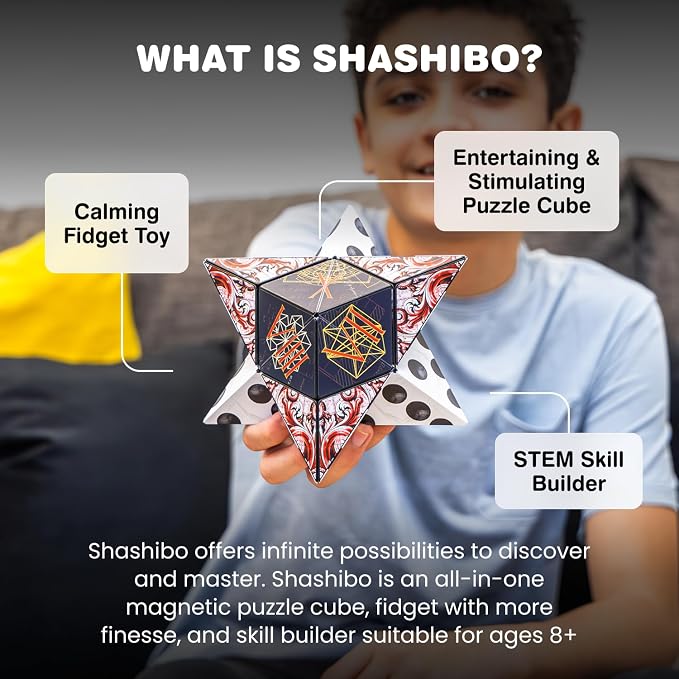 Shashibo DODECA Magnetic Puzzle Cube, Stress Relief Fidget Toy | 100+ Possible Shapes, Sensory Fidget Toy For Adults & Kids, Fun Shape Shifting Puzzle Box For All Ages