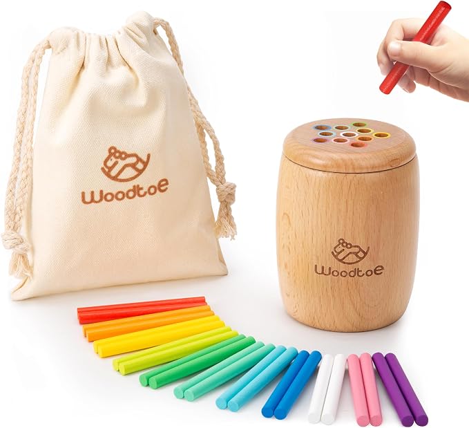 Woodtoe Montessori Color Sorting Toy, 11 Colors Montessori Sticks for 1 2 3 Year Old, Wooden Sensory Toys for Toddler, Fine Motor Skills, Educational Learning Birthday Toys Gift for Boys and Girls 1-3