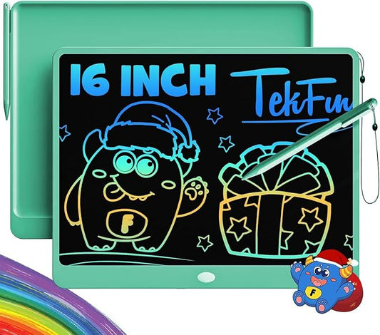 LCD Writing Tablet for Adults, Large Doodle Board, 16 Inch Colorful Drawing Tablet Writing Pad, Toddler Toys for 3 4 5 6 7 8 9 Year Old Girls Boys Teen, Birthday Gifts for Kids (DarkGreen)