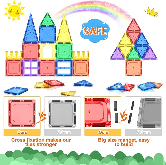 Magnetic Tiles Starter Set - Classroom Must Haves STEM Toys for Kids Age 3+ | Magnetic Blocks for Toddlers, Magnet Building Toys, Kids Toys, Durable and Compatible, Preschool Montessori Learning Games