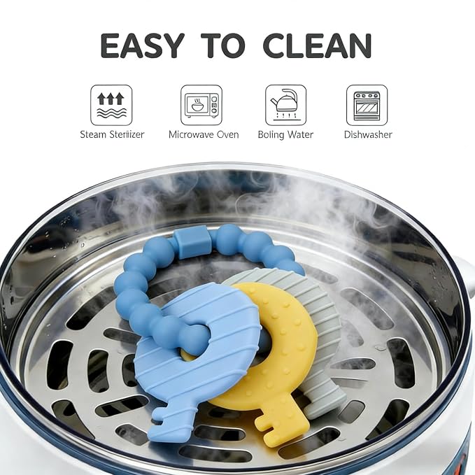 Baby Keys Teether Toys,Silicone Teething Toys for 3+ Months,Teething Keys Toy for Infants-Soft & Raised Texture to Soothe Gums,BPA Free (Deep Blue)
