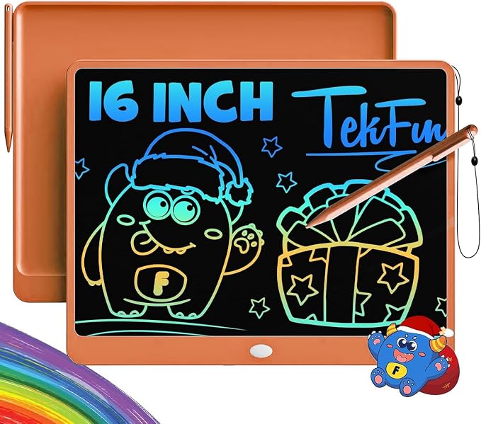 LCD Writing Tablet for Adults, Large Doodle Board, 16 Inch Colorful Drawing Tablet Writing Pad, Toddler Toys for 3 4 5 6 7 8 9 Year Old Girls Boys Teen, Birthday Gifts for Kids (Orange)