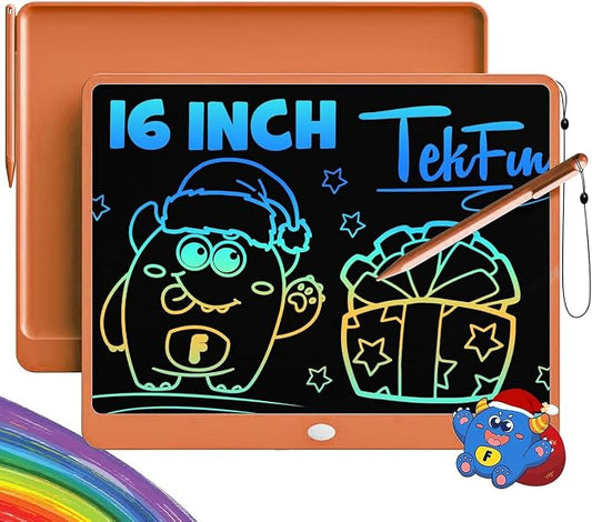 LCD Writing Tablet for Adults, Large Doodle Board, 16 Inch Colorful Drawing Tablet Writing Pad, Toddler Toys for 3 4 5 6 7 8 9 Year Old Girls Boys Teen, Birthday Gifts for Kids (Orange)