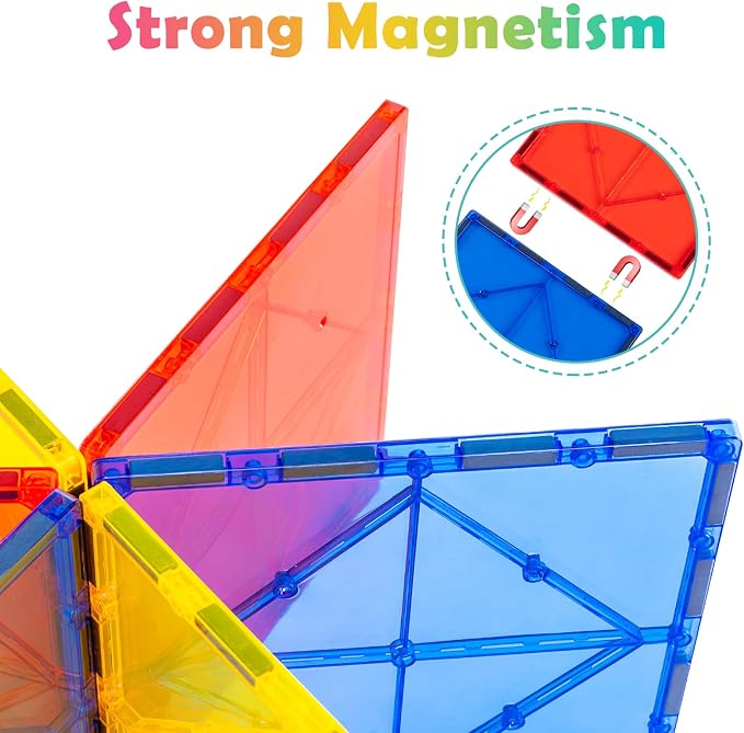 Gemmicc 12 PCS Large Magnetic Tiles,Jumbo Magnet Base Plates,STEM Magnetic Building Blocks for Kids Boys Girls