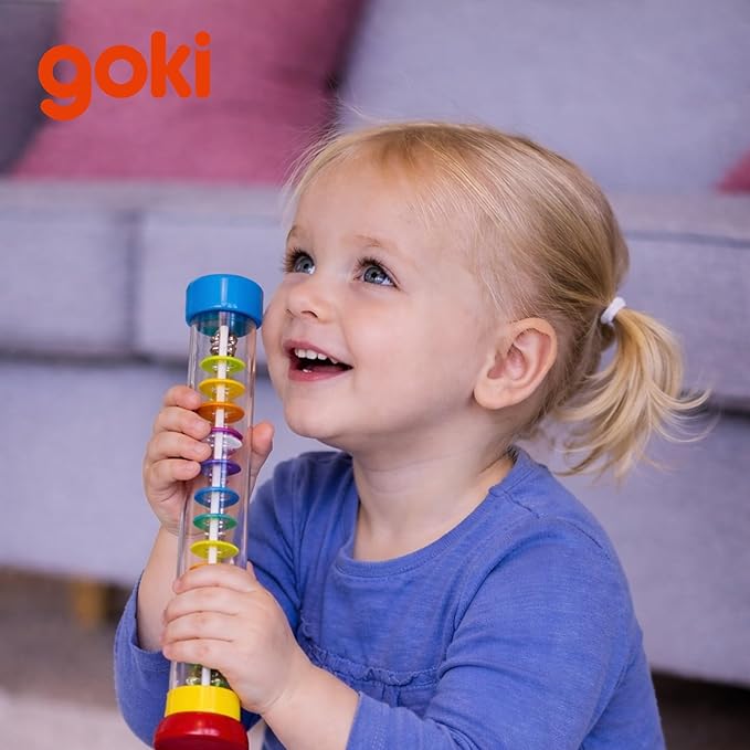 Goki Wooden Rain Stick Musical Instrument I Montessori Rainmaker Toy for Toddlers 1-3 - Sensory Baby Rattle & Auditory Development Toy for Boys & Girls - Wooden Rainstick