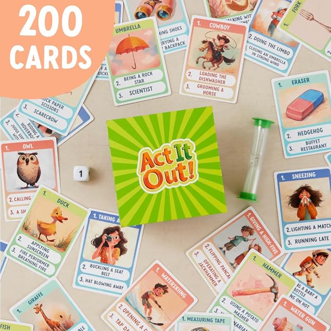 Charades for Kids & Family – Fun Acting Card Game for Family Game Night, No Reading Required & Cooperative Picture Charades Board Game, Ages 4 and Up, Kids Charades Game, for Boys & Girls