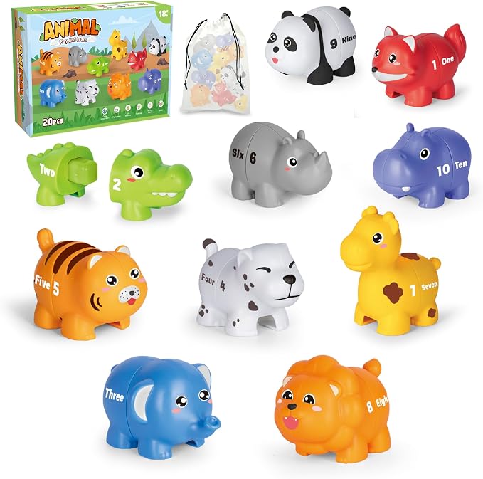 Animal Number Learning Toys for Toddlers Kids 3-5, 10 Unique Animals | 10 Colorful Number Animals | Child-Friendly Design | Learning Feels Like Play | Fine Motor Toys | Perfect Toddler Gift