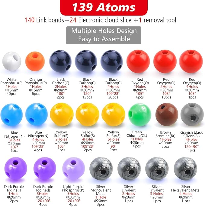 Chemistry Molecular Model Kit (304 Pcs) for Student and Teacher,Organic and Inorganic Chemistry Learning Set,Motivate Enthusiasm for Learning Chemistry and Raising Space Imagination