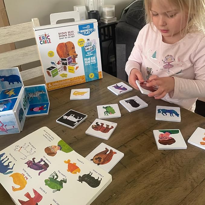 CreateOn Eric Carle Brown Bear with Polar Bear Bonus Set Magnetic Tiles, Building Set for Kids, Magnetic Building Toys for Kids, STEM Toys for Boys and Girls Ages 3+, 24 Piece