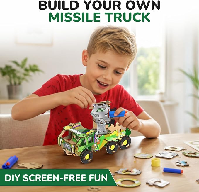 Smartivity DIY Military Vehicle Truck Toy for Kids 8-14 Years | Build Your Own Military Vehicle | Air-Powered Rotating Launcher | Birthday Gift for Boys & Girls 8-14 Years