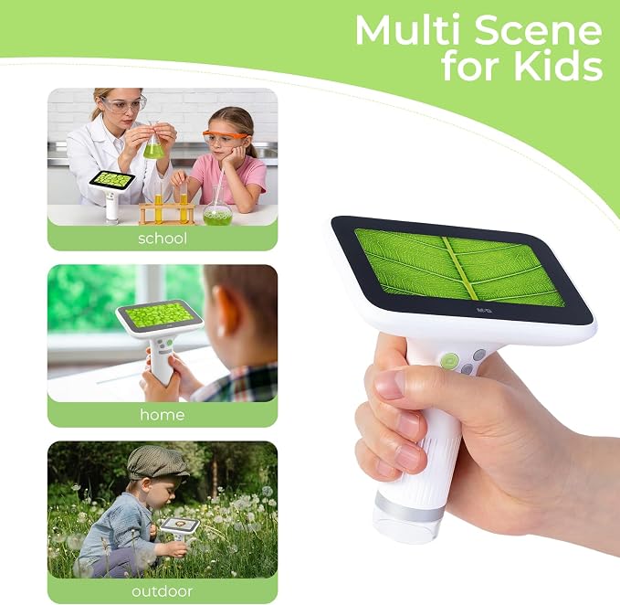 1000X Handheld Digital Microscope for Kids, 4.3" Large LCD Screen Rechargeable Portable Microscope, Take Photos & Videos, Outdoor Exploration Gift for Boys & Girls, Works with Windows & Mac
