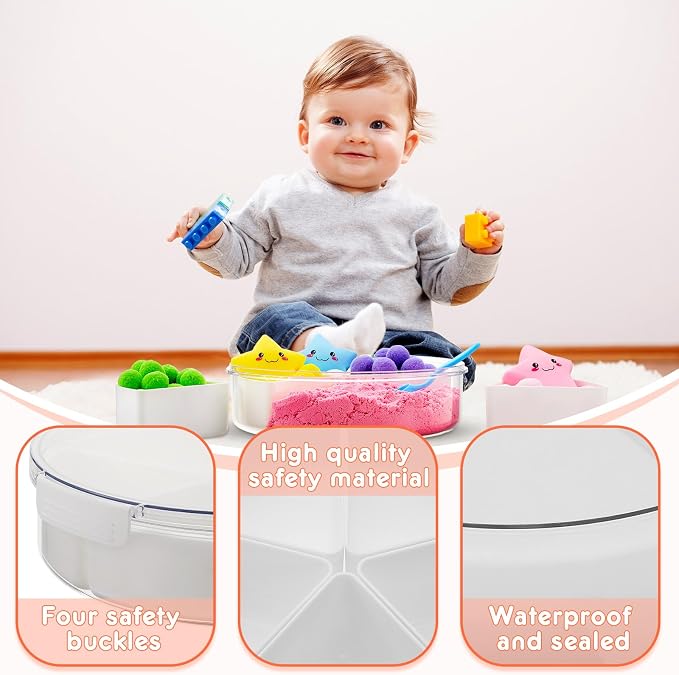 2 Pcs Sensory Bin with Lid and Removable Storage Inserts Sensory Activities for Toddlers 11.22 Inch Portable Sensory Box Sensory Toys for Autistic Children, Beige and White