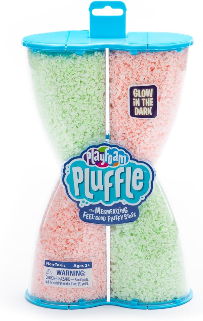 Educational Insights Pluffle Glow-in-the-Dark - Preschool Sensory Bin Filler, Tactile Sensory Toys for Toddlers 3-4, Mess Free Slime Alternative, Satisfying Foam Sand Bin Filler, Includes Two Colors