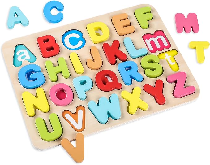 Aile Wooden Learning Alphabet Peg Puzzle Board Toys