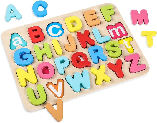 Aile Wooden Learning Alphabet Peg Puzzle Board Toys