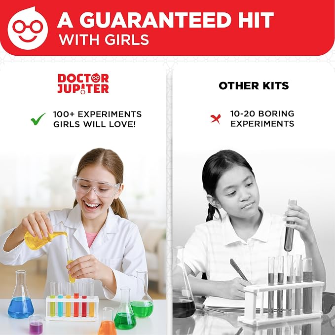 Doctor Jupiter Girls' Ultimate Science Experiments Kit for Kids Ages 8+ | Birthday Gift Ideas for Girls 9, 10, 11, 13, 14, 135+ Experiments, Science Kits for Kids Ages 8-12, Learning, Educational Toy