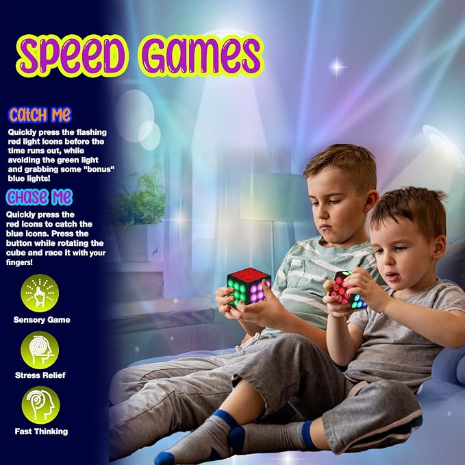 Electronic Brain & Memory Game Cube - Fun Toy Gift Ideas for Ages 6-12+ Year Old Boy & Girl - Cool Toys for Boys and Girls - Handheld Games Gifts for Kids and Teens