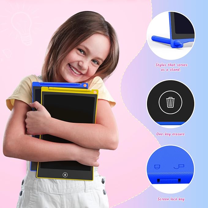 TECJOE 10 Inch 2 Pack LCD Writing Tablet for Kids, Mess Free Drawing Tablet | Colorful Drawing Pad, Travel Road Trips Essential, Quiet Time, Learning Toys Birthday Gifts for Boys Girls Ages 3-8