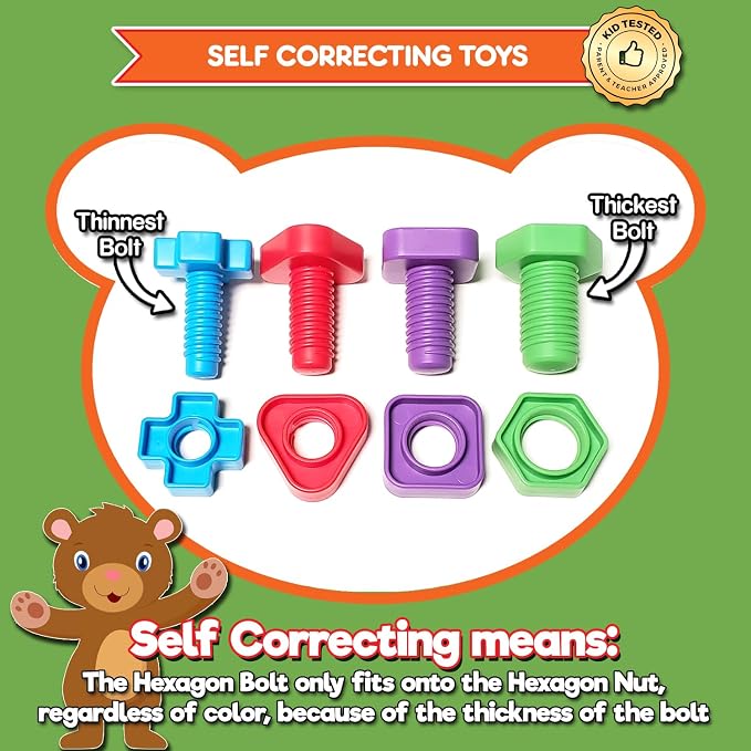 Twist & Turn Nuts n Bolts - Sort, Count, Match & Play with 12pc + eBook