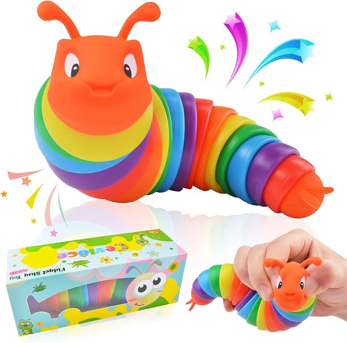 Cevioce Fidget Slug Toy, Sensory Slug Fidget Toys for Kids & Adults, 1 PC Autism Sensory Toys for Children Toddlers, Toddler Toys 3+ Year Old, Easter Basket Stuffers Gifts for Kids Boys Girls F