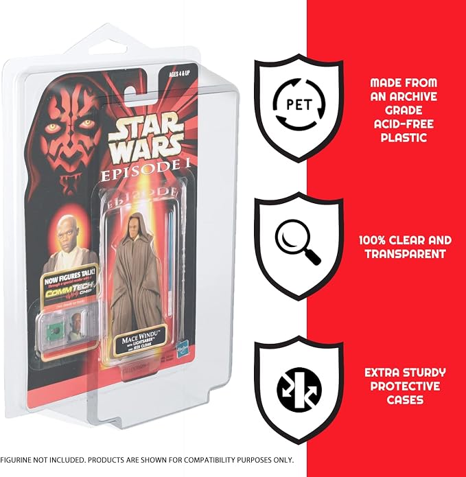 EVORETRO Action Figure Display Case for 3.75 in Carded Toy Figures Such as Star Wars, Marvel Legends, Motu, GI Joe, Durable Plastic Retro Blister Protective Cases