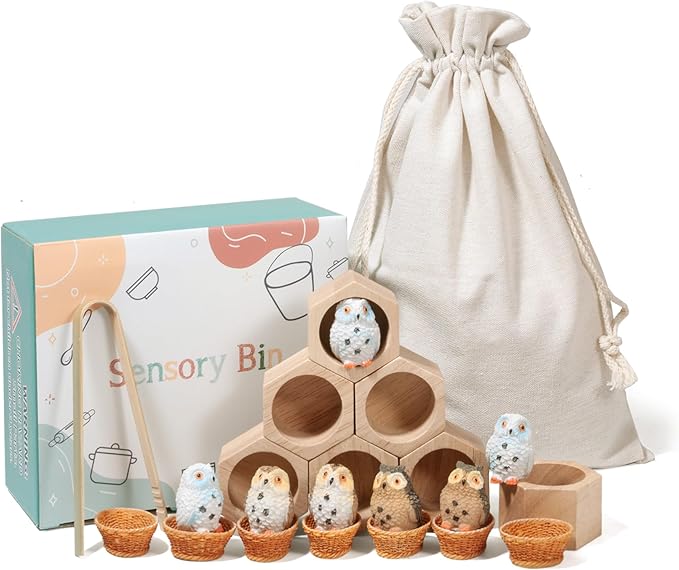 Sorting Stacking Wooden Toys for Toddlers Owl Montessori Toys | Toddler Sensory Bin Tool Toy, Wood Owl House Fine Motor Skill Toy Early Learning Preschool Educational Gift for Kids