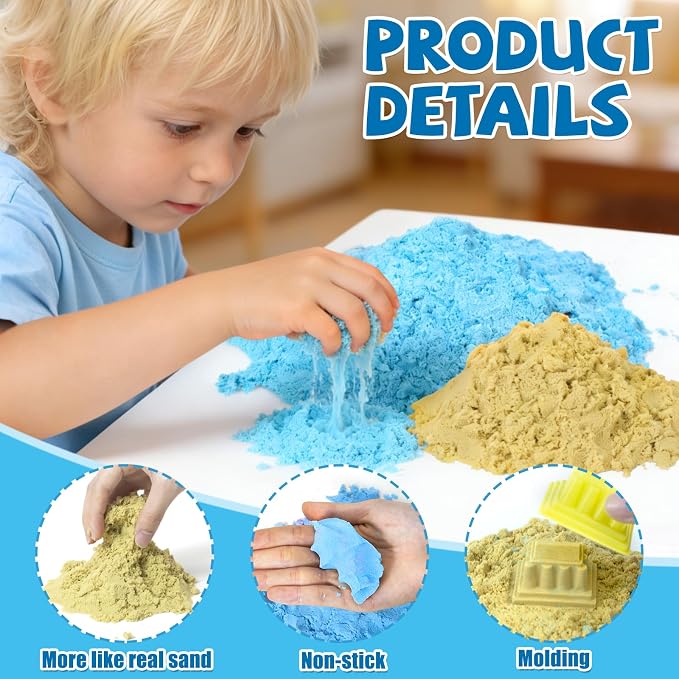 YongnKids Sensory Bin Sandbox Mermaid Toys with Magic Sand for Girls Kids | Play Sand Toy Sensory Bin Pretend Play Beach Toy with Sand & Castle Mold,Great Christmas Birthday Gift for Girl Boys Age 3+