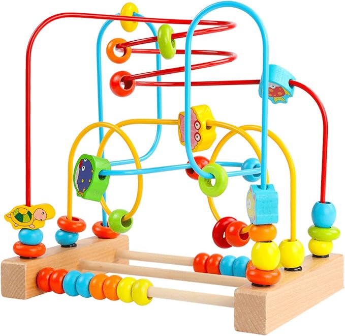 Timy First Bead Maze Roller Coaster | Wooden Educational Circle Toy for Toddlers