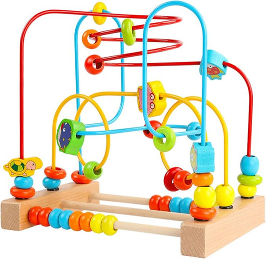 Timy First Bead Maze Roller Coaster | Wooden Educational Circle Toy for Toddlers