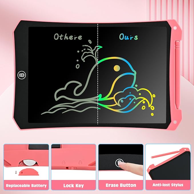 LCD Writing Tablet, 2 Pack Toddler Kids Toys, Travel Essentials Games | 10 Inch Doodle Board Drawing Pad, Mess Free Coloring Books, Travel Toys Birthday Gifts for Girls Boys Age 3-8