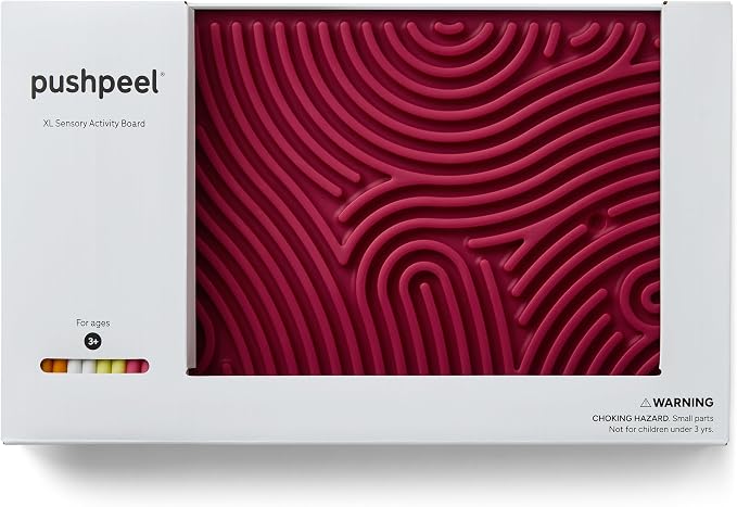 Pushpeel XL Sensory Activity Board – Expandable Silicone Fidget Toy for Stress, Anxiety, ADHD & Autism – Modular, Silent, No Mess - Berry