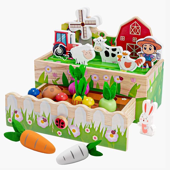 Montessori Toys for 18 Months+ | Wooden Animal Farm Kids Toys | Shape Sorting Educational Learning Fine Motor Skills |Birthday Gifts for Girl&Boy