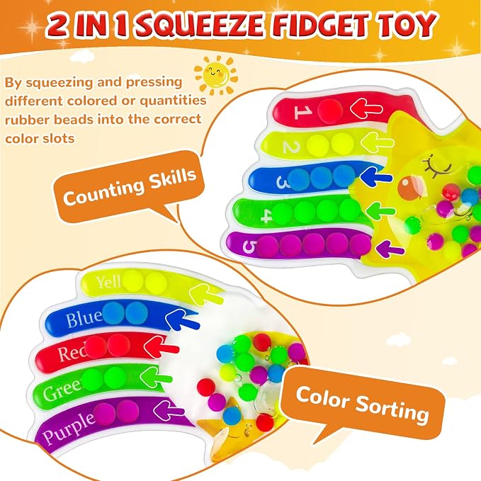 2PCS Color Sorting Sensory Toys, Fine Motor Skill Games Learning Toys for Toddlers, Color Matching Fidget for Calm Down, Preschool Learning & Educational Montessori with Autism