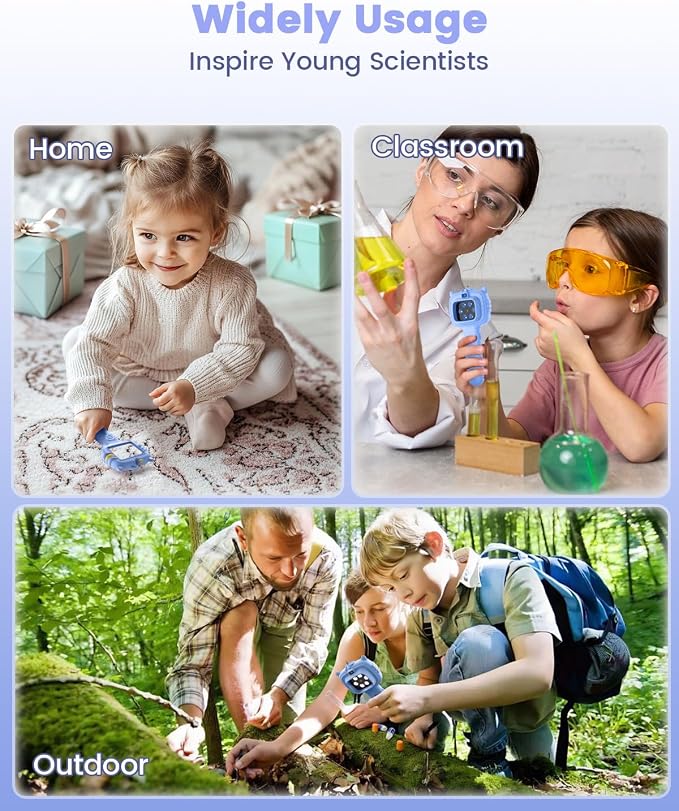 Kids Microscope Outdoor Toys - Handheld Microscopes Autofocus | Portable Microscopes with 2.4" Screen,Educational Science Kit Christmas Birthday Gift for Age 3-8 Girls Boys (Blue)